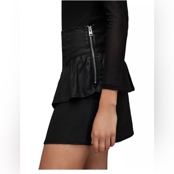 NWT ALL SAINTS Black Andy Coated Denim Skirt Size US 6 - Picture 2 of 16